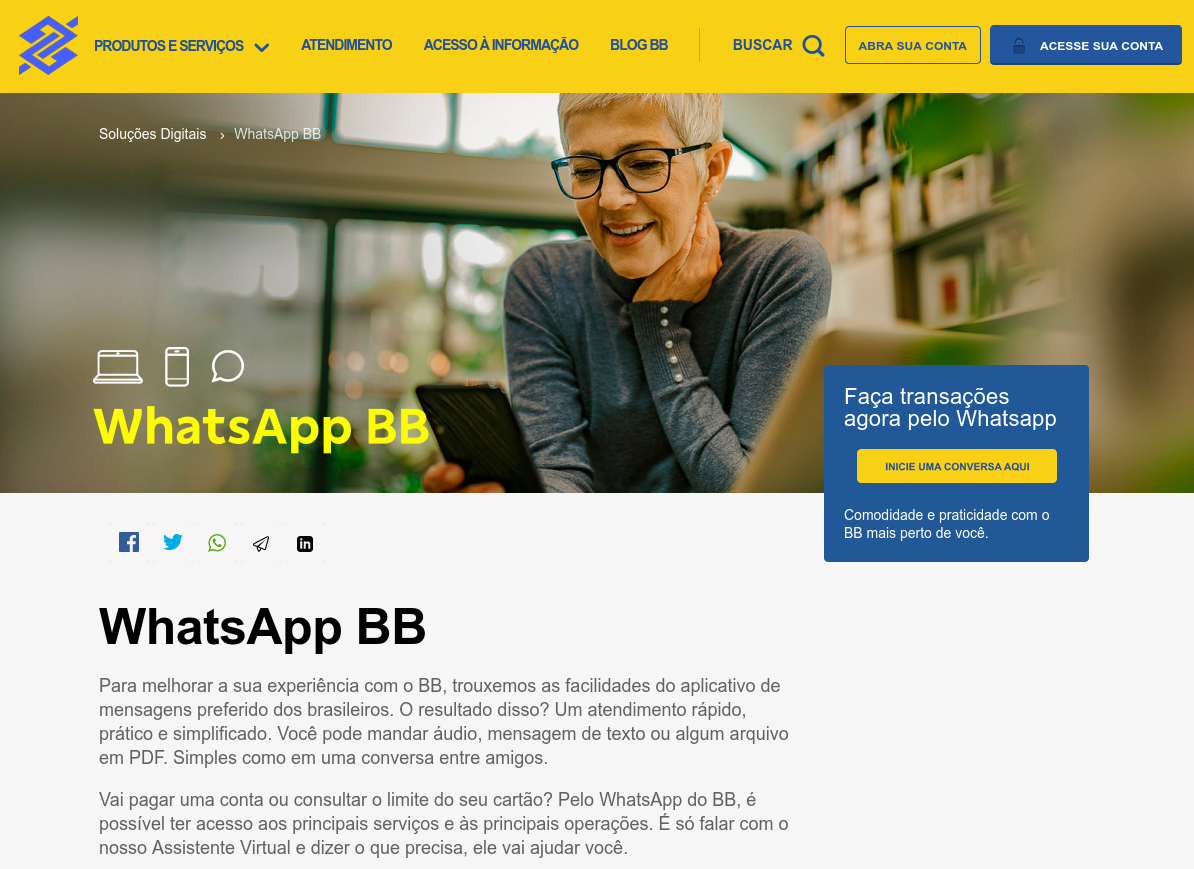 Banco do Brasil começa a oferecer empréstimos por meio do WhatsApp